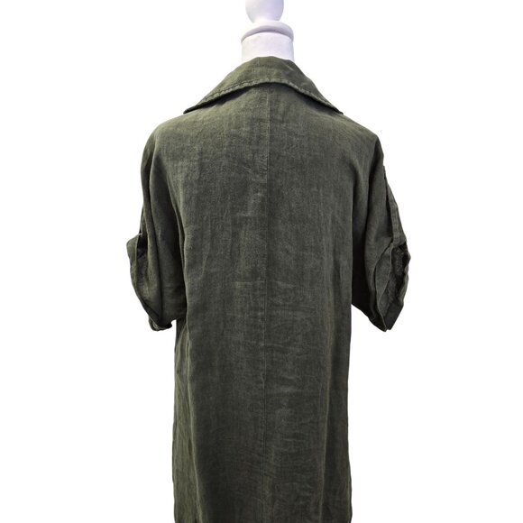 Zara Oversized Linen Hidden Button Midi Shirt Dress Size Small - Picture 5 of 7
